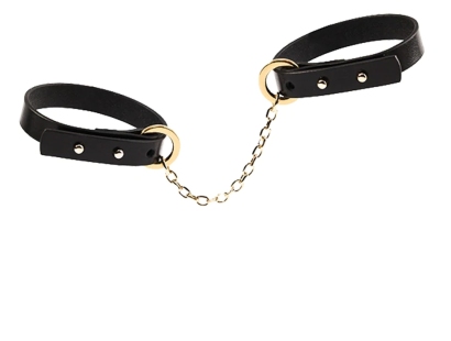 schwarzes Leder Armband mit Gold