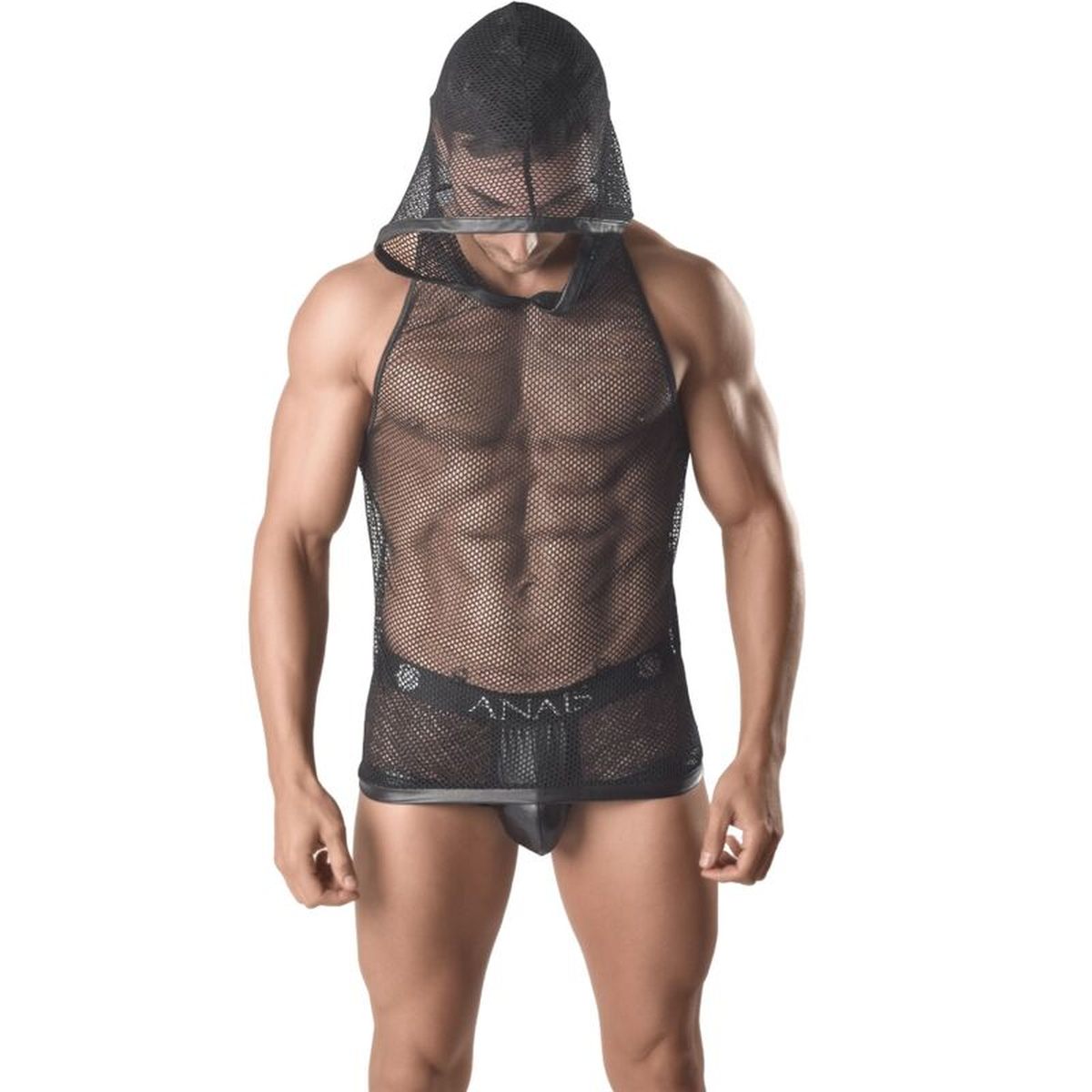 ANAIS MEN �Ares Hooded T-Shirt� aus Netzmaterial