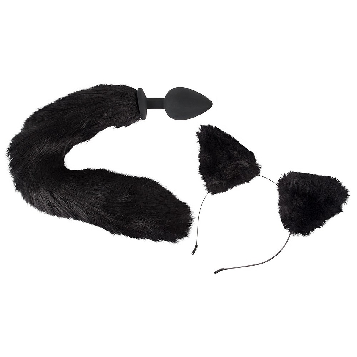 Analplug mit Katzenschwanz und Haarreif mit Katzenohren