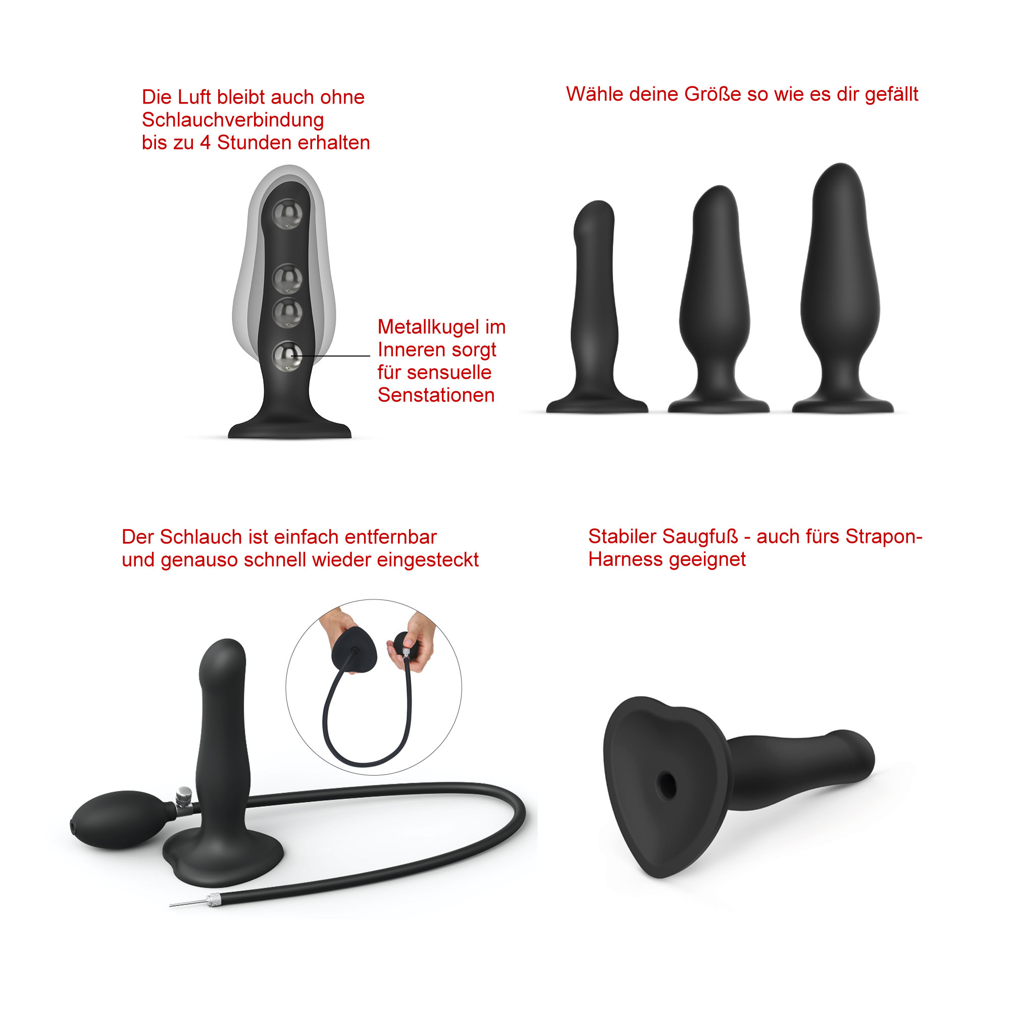 Großer Silikon-Dildoplug zum Aufpumpen