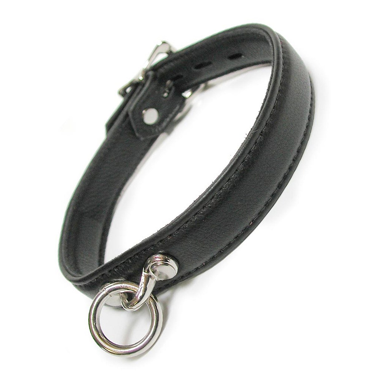 Schmales Leder-Halsband mit O-Ring von The Stockroom