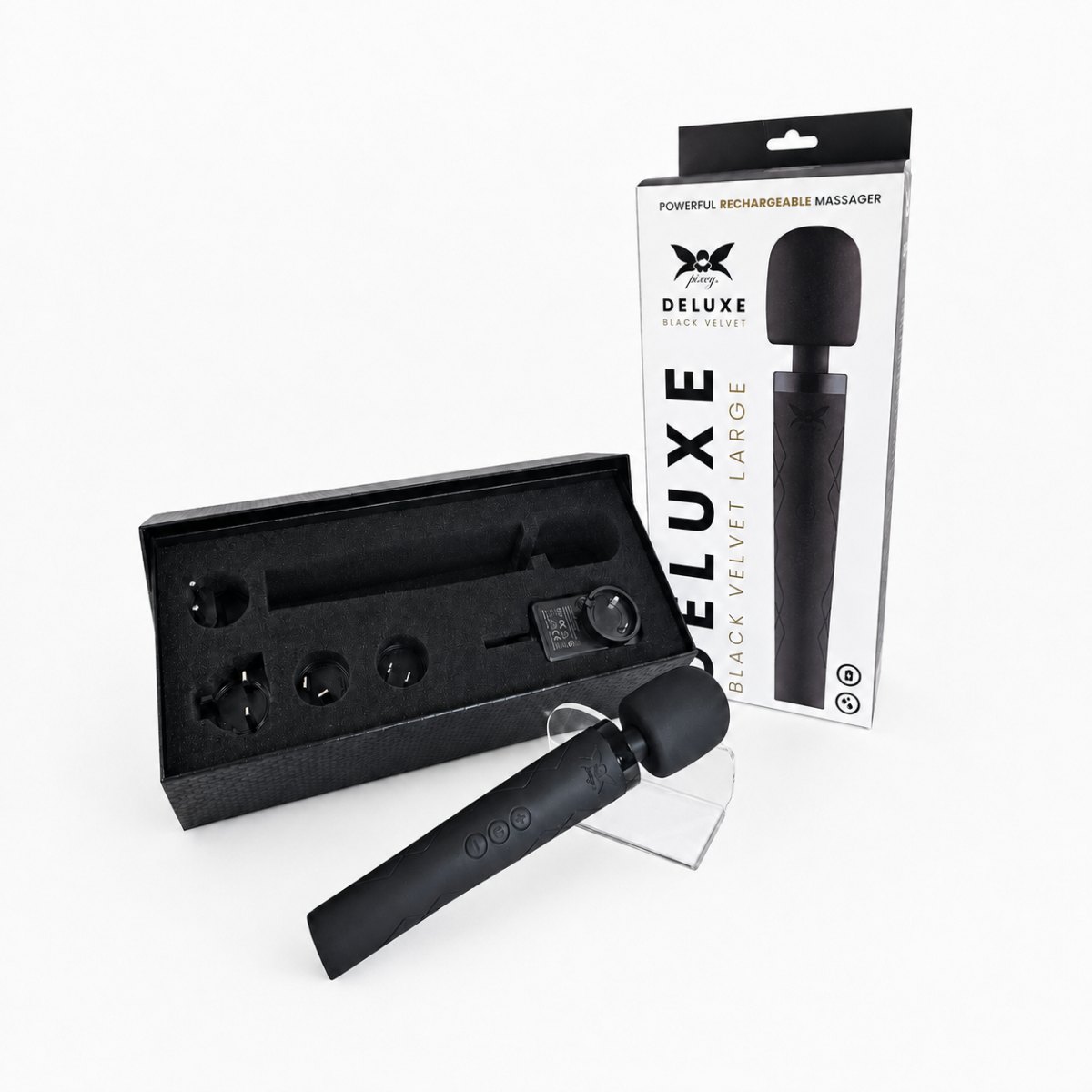 Pixey Deluxe Black Velvet L � leistungsstarker Wandvibrator