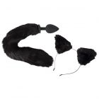 Analplug mit Katzenschwanz und Haarreif mit Katzenohren Schwarz-08