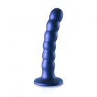 Beaded G-Spot Dildo �Metallic� 13,0 cm aus Silikon Blau-05
