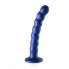 Beaded G-Spot Dildo �Metallic� 16,5 cm aus Silikon Blau-05
