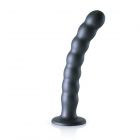 Beaded G-Spot Dildo �Metallic� 20,5 cm aus Silikon Anthrazit-07