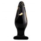 Analplug �Long Kiss� aus Glas Schwarz-Gold-80