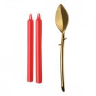 Wachs-Schaber �Spoon & Drip� mit 2 Kerzen Goldfarben-00