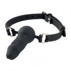 Penisknebel und Ballgag aus Silikon, abschlie�bar Schwarz-08