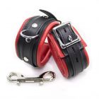 Fu�fesseln Leder schmal, abschlie�bar in Schwarz-Rot Schwarz-Rot-83
