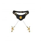 �UPKO� Mystic Bond Collection �Collar With Nipple Clamps� Schwarz-Gold-80