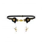 �UPKO� Mystic Bond Collection �Belt With Labia Clamps� Schwarz-Gold-80