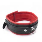 Halsband Leder Schwarz-Rot schmal, abschlie�bar Schwarz-Rot-83